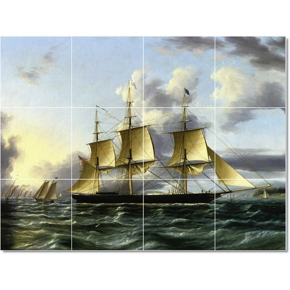 Ceramic Tile Mural-James Buttersworth Ship Boat Painting 130. 17" w x 12.75" h using (12) 4.25 x 4.25 ceramic tiles