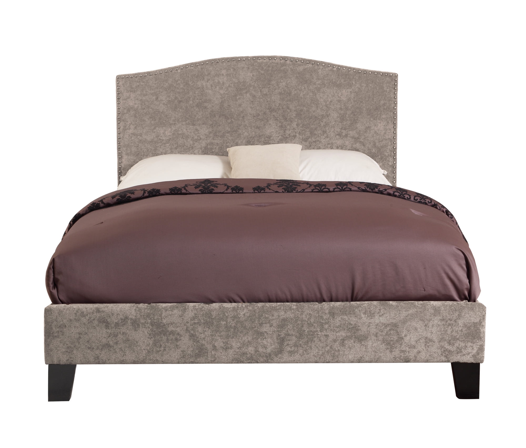 Emerald Home Colton Gray Upholstered Bed With Curved Padded Emerald Home Colton Gray Upholstered Bed With Curved Padded Headboard And Platform Style Base Full Com