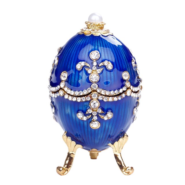 1PC Egg Shape Alloy Rhinestone Jewelry Storage Box Desktop Ornament Small Trinket Case Fashion Jewelry Holder Organizer