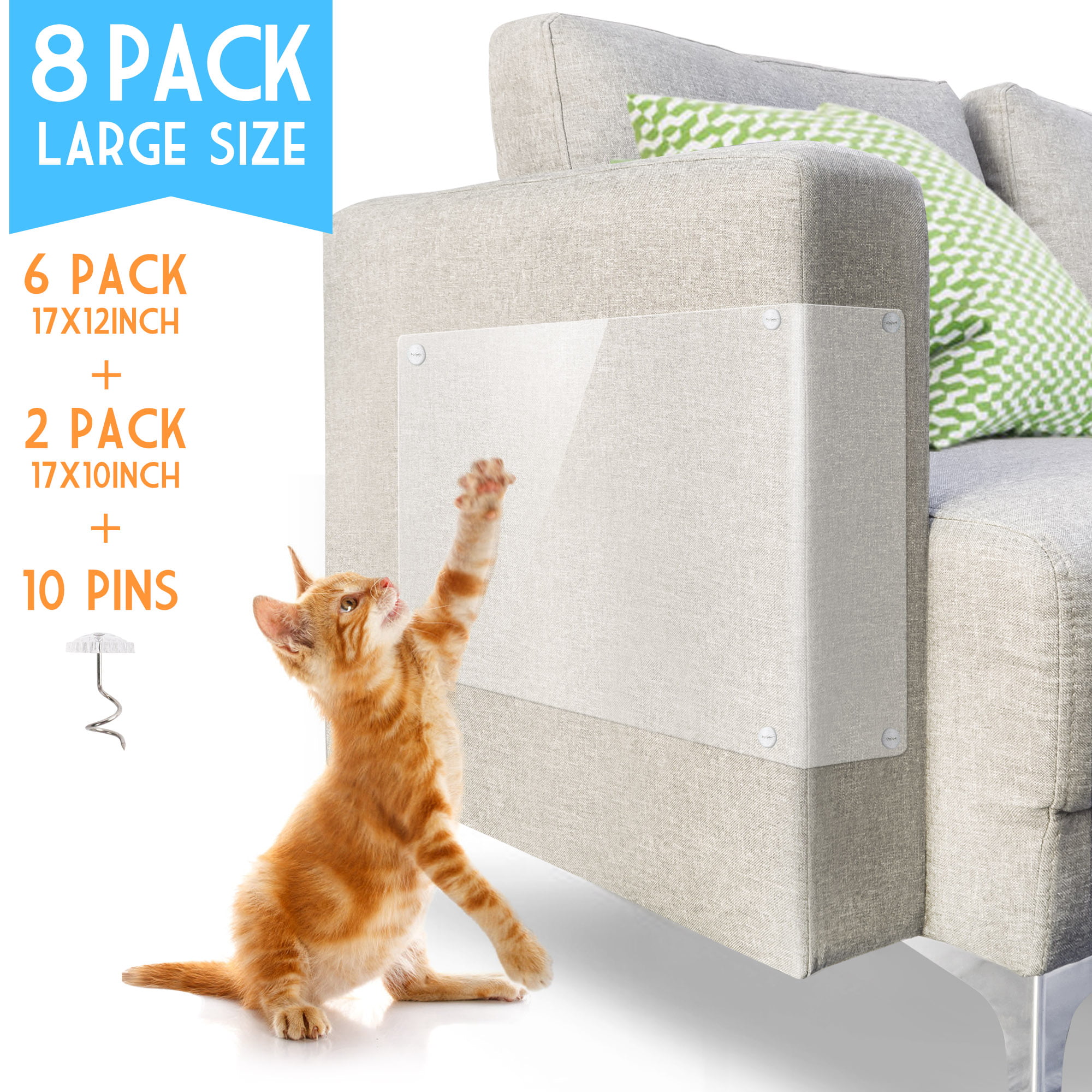 Cat anti-Scratch Guard Mat Cat Scratching Post Furniture Sofa Protector 2Pcs FT 