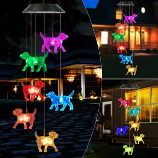 Vency Dog Solar String Lights Wind Chimes Pet Gifts Outdoor Mobile Colors Changing Labrador Solar Wind Chimes Ornaments Christmas Decorations LED