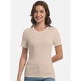thumbnail image 3 of Womens Scoop Neck T Shirts Basic Ribbed Tees Fitted Tshirt Plain Short Sleeve Tops Casual, 3 of 6