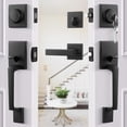 thumbnail image 2 of Ensemble Poignée de Porte avant et Pêne Dormant Poignée de Porte d'Entrée et Pêne Dormant avec Levier de Poignée Réversible Ensemble de Serrure de Porte avant Poignées et Serrures de Porte Extérieures, 2 of 8