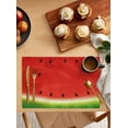 thumbnail image 2 of Watermelon Placemats Set of 4, Washable Woven Burlap Cloth Fabric Placemat for Square/Rectangle/Round/Oval Dining Table, Easy Clean Place Mats for Toddlers, Kids Red GreenBlack Summer Fruit Watercolor, 2 of 6