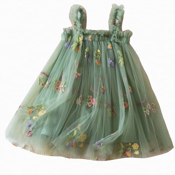 UAYOTSE Toddler Baby Girl Butterfly Dress Butterflies Embroidery Formal Wedding Party Princess Dresses,Sizes 1-2 Years