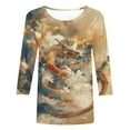 thumbnail image 5 of LYXSSBYX 3/4 Sleeve Shirts for Women Women's Fashion Dragon Print T-Shirt 3/4 Sleeves Blouse Round Neck Casual Tops, 5 of 5