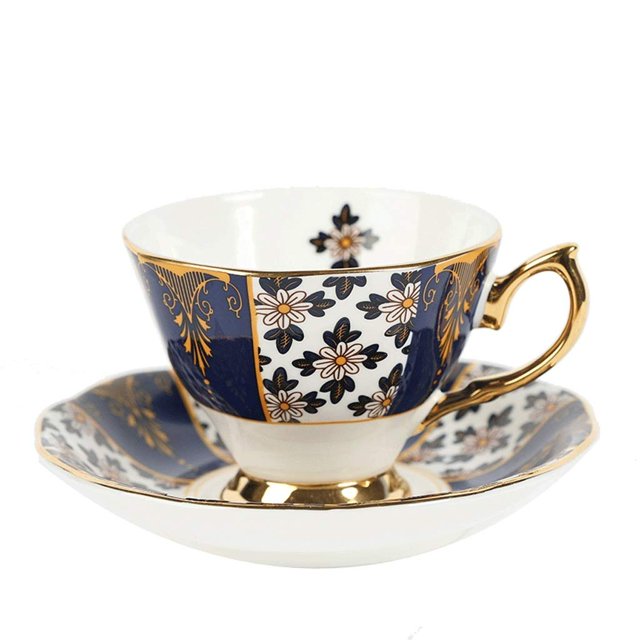 Taza de cerámica Juego de té de la tarde británico Serie Royal Garden Taza de café de porcelana china con flores Juego de tazas de café Ins Wind exquisito Taza de té (Color: B) (E)