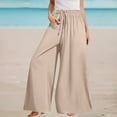thumbnail image 2 of Bovemsi Casual Pants for Women Womens Wide Leg High Waisted Adjustable Tie Knot Flowy Trousers Beach Palazzo Casual Wide Leg Trousers with Pockets, 2 of 5