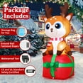 thumbnail image 6 of GOOSH Christmas Inflatables 6 FT Inflatable Reindeer, Cute Blow up Reindeer Sitting on Gift Box with Built-in LEDs, Outdoor Christmas Decorations Reindeer Inflatable for Xmas Holiday Indoor Outdoor, 6 of 7