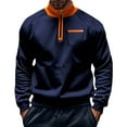 thumbnail image 2 of Blusa y camisa de manga larga con cuello alto para hombre, estilo casual, con bloqueo de color y cremallera, de poliéster., 2 of 9