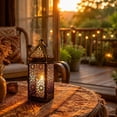 thumbnail image 5 of MMJ Candle Holder Metal Hollow Openwork Vintage Moroccan Lantern Tabletop Hanging Decor 12.00x3.74in, 5 of 6