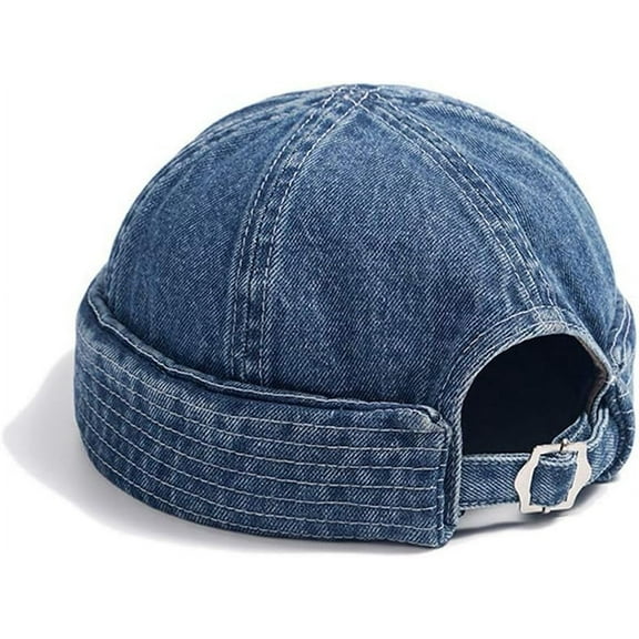 Zhengup Beanie Docker Cap Brimless Hat Skullcap Denim Retro Worker Rolled Cuff Harbour Hat No Visor Sailor Hats Landlord Hat