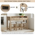 thumbnail image 6 of Harper & Bright Designs 4 Piece Bar Table Set for 4, Kitchen Dining Stools Set with 3 Upholstered Stools with 3 Drawers and USB Port, Natural Wood Wash, 6 of 9