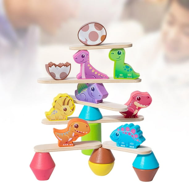 Apilamiento de bloques de construcción Juguetes Montessori Motor fino Preescolar Aprendizaje temprano Juguetes de dinosaurios apilables Juego de , dinosaurio Hugo Juego de apilamiento
