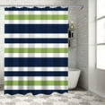 thumbnail image 3 of Navy Blue, Lime Green and White Kids Bathroom Fabric Bath Stripes Shower Curtain,72x72inch, 3 of 5