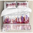 thumbnail image 1 of City King Size Duvet Cover Set, Landscape Modern Skyscrapers Metropolitan Silhouette Illustration Abstract Composition, Decorative 3 Piece Bedding Set with 2 Pillow Shams, Multicolor, by Ambesonne, 1 of 3