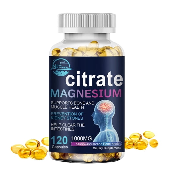 Nature's Live Magnesium Citrate ,1000mg ,Extra Strength,Essential Mineral for Heart, Muscle, & Digestion Support-120 Capsules
