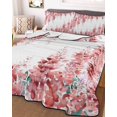 thumbnail image 3 of Quilts Full Size Bedding Set, Red Wisteria Lightweight Quilted Comforter, Sprinng Summer Pastoral Flowers Botanical Soft Reversible Bedspread Coverlet with Pillow Covers for All Season, 78" x 90", 3 of 7