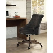 Linon Sinclair Upholstered Swivel Office Chair with Wheels in Charcoal Gray
