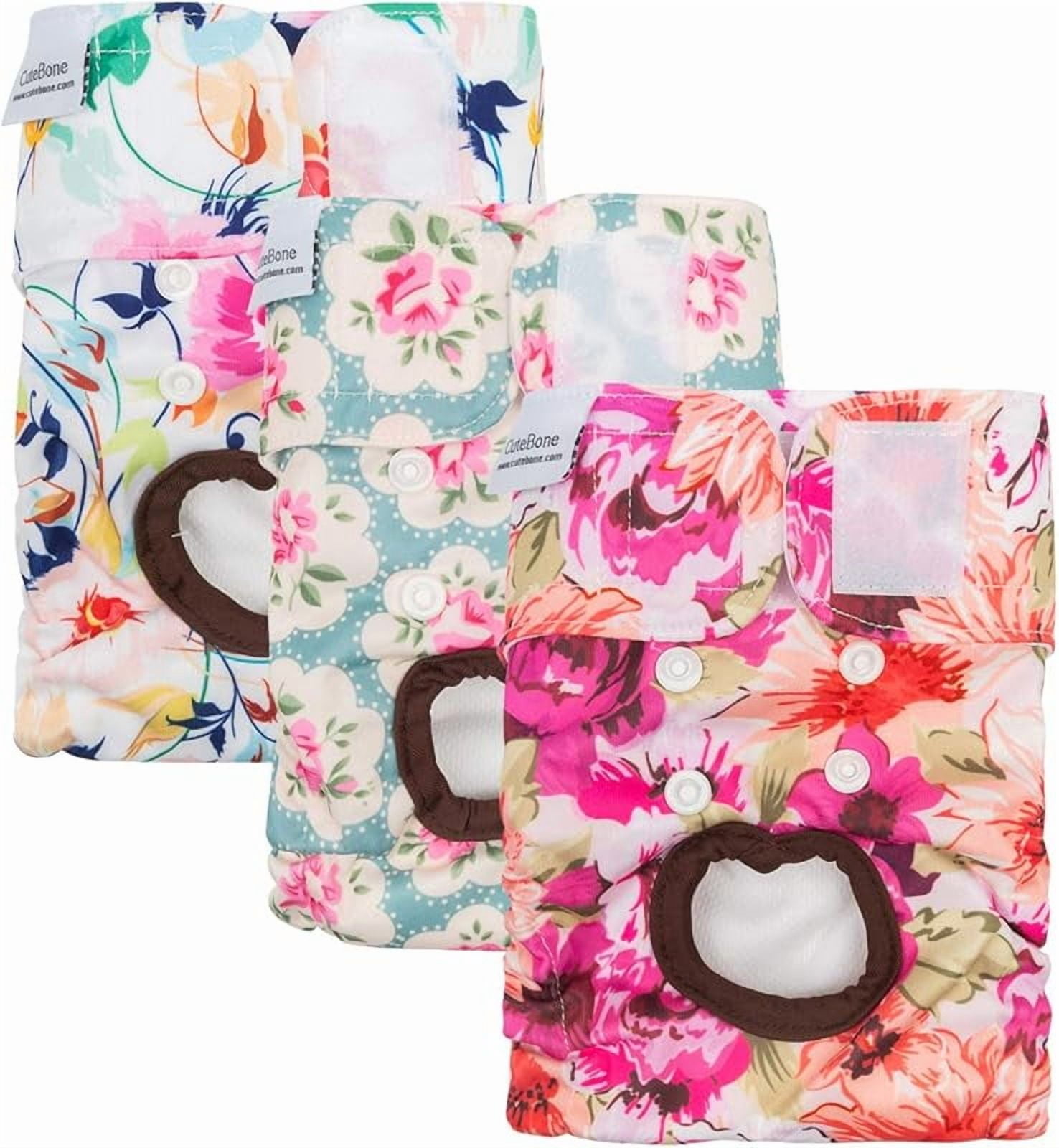 Dog Diapers Female Washable Small Medium Large 3 Pack Reusable Doggie Diapers Puppy Period Pants for Doggy Heat Cycle Peeing D14S