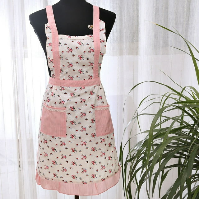Fiudx Liquidación de ofertas flash Delantal de algodón con babero para mujer, para restaurante, hogar, cocina, bolsillo