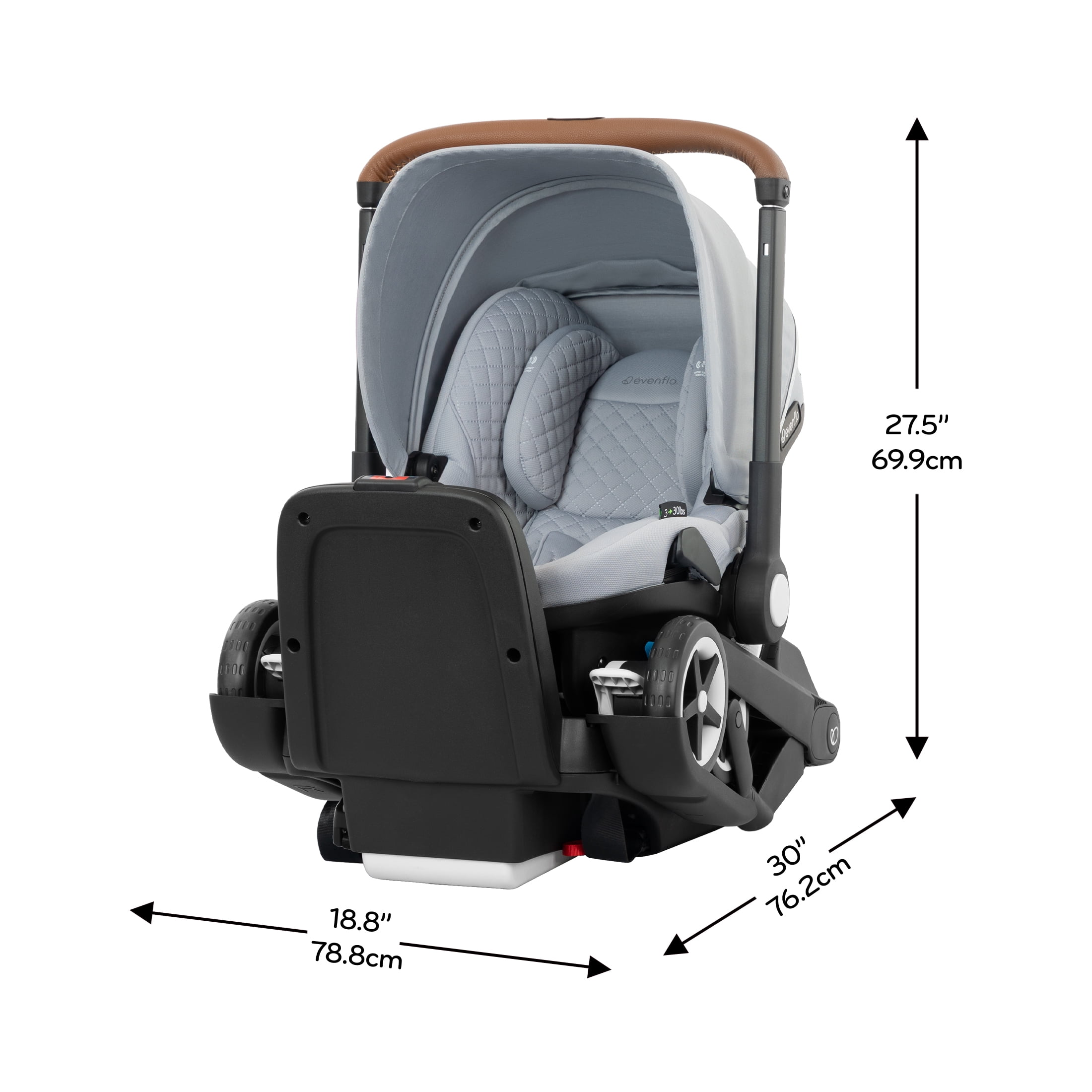 Evenflo Shyft DualRide Infant Car Seat and Stroller Combo with Carryall Storage and Green & Gentle Fabric, Quartz