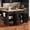 Black + Rubber Wood, variant on 56.5'' Rolling Kitchen Island with Drop Leaf & Power Outlet,White