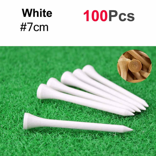 300/100Pcs Professional Unbreakable Nature Bamboo Golf Tees Stronger than Wood Tee Size 54/70/83mm White -70mm (100Pcs)