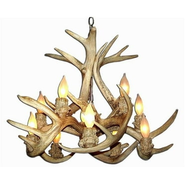 Reproduction Antler Whitetail Inverted 10 Light Sockets Chandelier with 3 ft. Rustic Bronze Chain