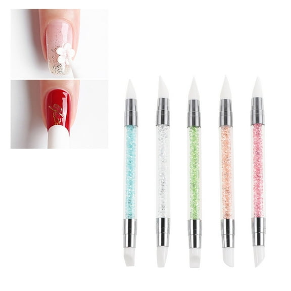 LEORX 5Pcs Nail Dotting Tool Silicone Manicure Tools for Women in Assorted Color