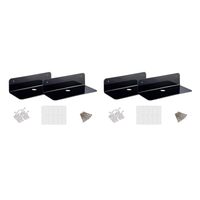 Speravity 2x Estante de pared flotante de acrílico Estante de exhibición pequeño para altavoz inalámbrico Negro Tipo 1 2piezas