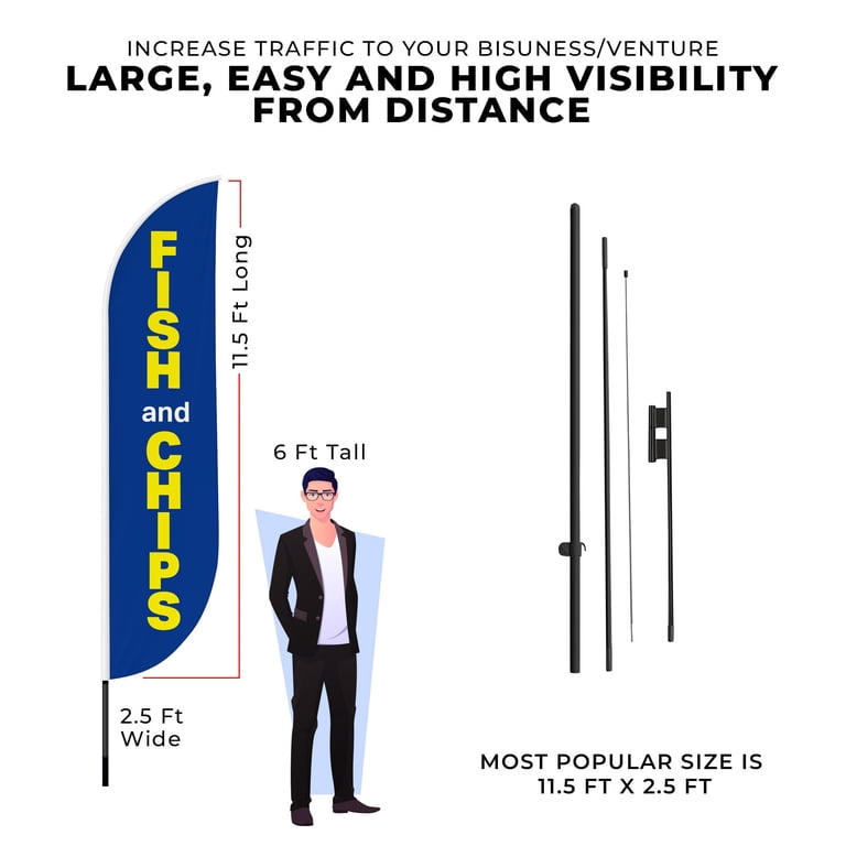 DreamController 'For Rent' Feather Flag - 11.5ft X 2.5ft Outdoor Advertising Swooper Flag