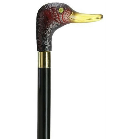 Walking Cane Unisex Translucent Red Duck handle Black hardwood shaft