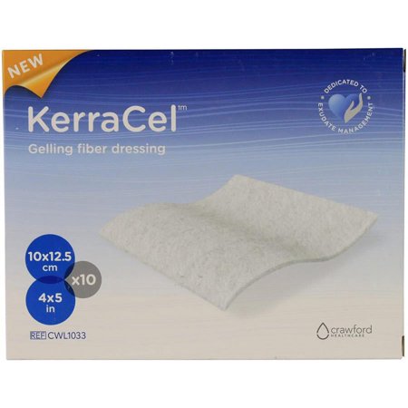 KerraCel Gelling Fiber Dressing  4 Inches x 5 Inches  Sterile  10 Count