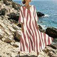 thumbnail image 2 of HAPIMO V Neck Print Loose Midi Dress Women Lightweight Dress for Loungewear Wine S, 2 of 8