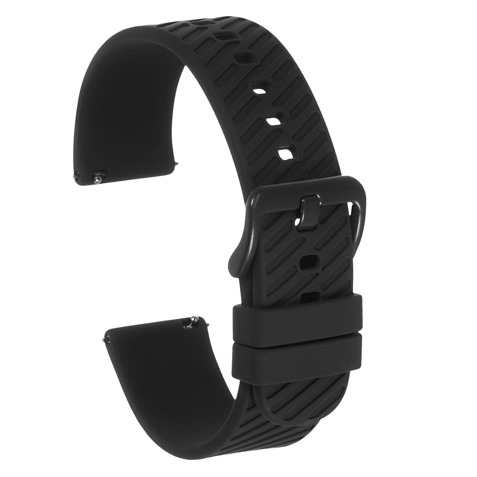 Unique Bargains Silicone Watch Bands 18mm Watch Strap Zinc Alloy Buckle Quick Release Black
