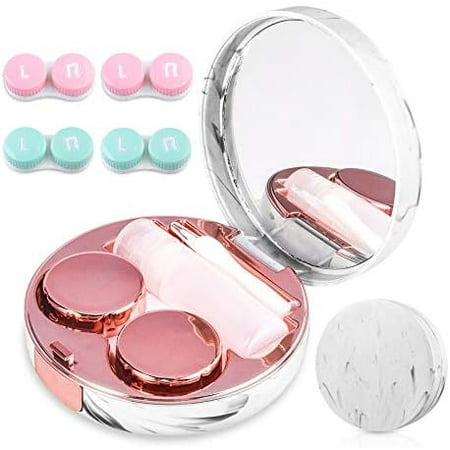 Cute Contact Lens Case Portable Travel Box with Mirror Tweezers Remover Tool Solution Bottle for Office and Outdoor