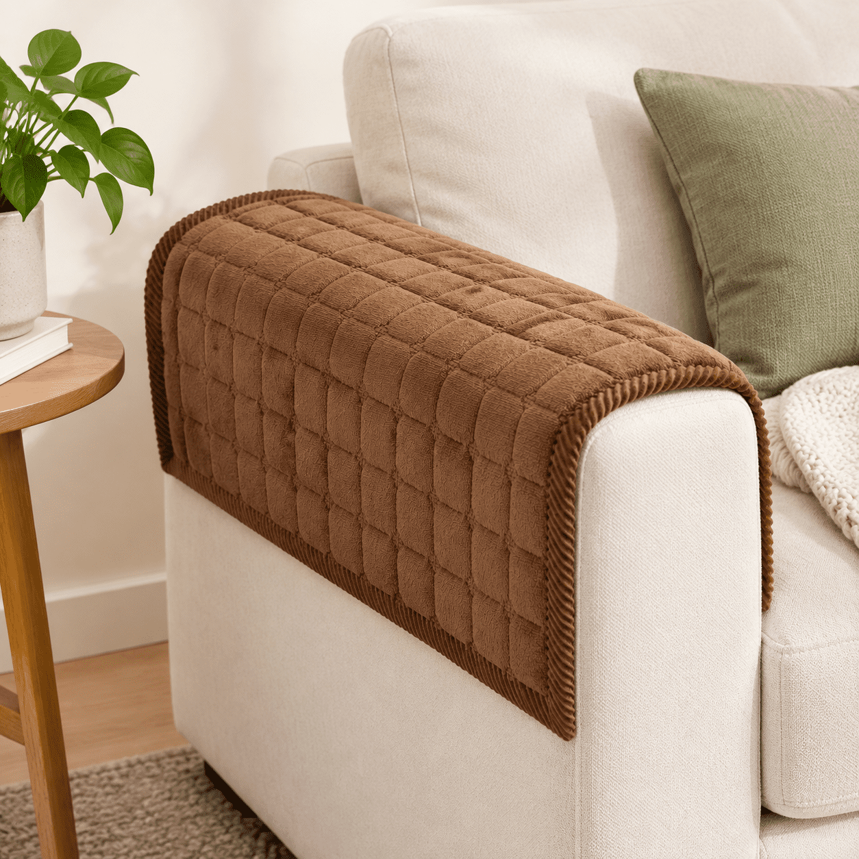 Couch Arm Covers For Sofa Washable(27.6 x27.6 Dark Brown)