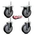 thumbnail image 2 of 5 Inch Thermo Rubber Swivel 5/8 Inch Threaded Stem Caster Set 2 Total Lock BRKs, 2 of 2