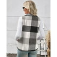 thumbnail image 5 of Ltctricy Women's Fleece Vest Tops Plaid Sleeveless Lapel Zip up Fuzzy Warm Casual Jackets Plush Outwear Coats with Pockets(Black,XX-Large), 5 of 6