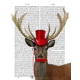 thumbnail image 2 of Fab Funky 20x24 White Modern Wood Framed Museum Art Print Titled - Deer with Red Top Hat and Moustache, 2 of 4