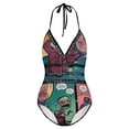 thumbnail image 5 of Comedy Invader Zim Women's Swimwear Strap One Piece Backless Tummy Control V Neck Swimsuit Summer Beach Vacation Bathing Suit, 5 of 7