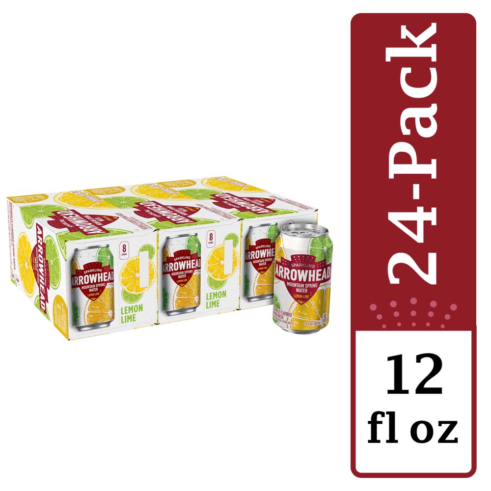 Arrowhead Sparkling Water, Lemon Lime, 12 oz. Cans (24 Count) Walmart