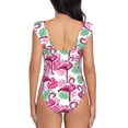 thumbnail image 6 of Yiaed Flamingo Print Women's Ruffled One Piece Swimsuit V Neck Swimwear Slimming Monokini for Woman-XX-Large, 6 of 8