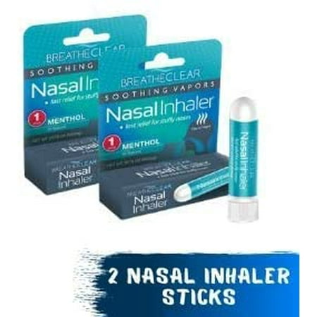 Breathe Clear Nasal Inhaler Stick for Stuffy Nose, Congestion, and Coughing, 2 Sticks, Menthol Tube Vicks VapoInhaler, Fast and Soothing Relief for Sleep, Travel, or (Cough Medicine That Works The Best)