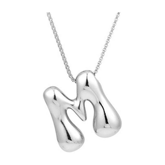 Usloyux Under $5 Silver Letter Necklace, Initial Alphabet Pendant Jewelry, Personalized Name Necklace for Her, Stainless Steel Chain, Modern Minimalist Design Accessory