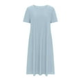 FAVIPT Dresses for Women Casual Eyelet Embroidery Short Sleeves Dress