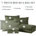 thumbnail image 2 of Amberspace 7-piece Bed in a Bag Comforter Set with Sheets,Olive Green,King, 2 of 7