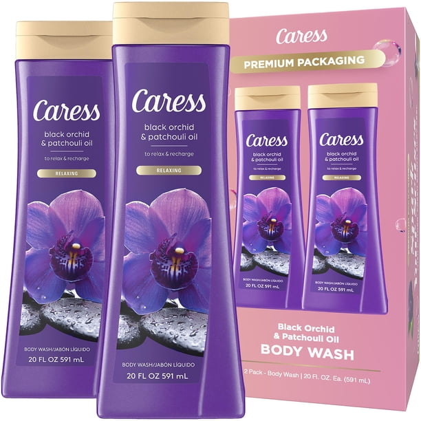 Caress Body Wash Black Orchid & Patchouli Hidratante Body Wash para una piel fresca y suave Jabón corporal líquido para relajarse y recargar 20 onzas líquidas (paquete de 2)