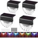 thumbnail image 1 of Lámpara solar de pared para exteriores, 4 lámparas LED para jardín, color blanco cálido + RGB, luces solares para vallas, paredes, patios, escaleras, 1 of 5